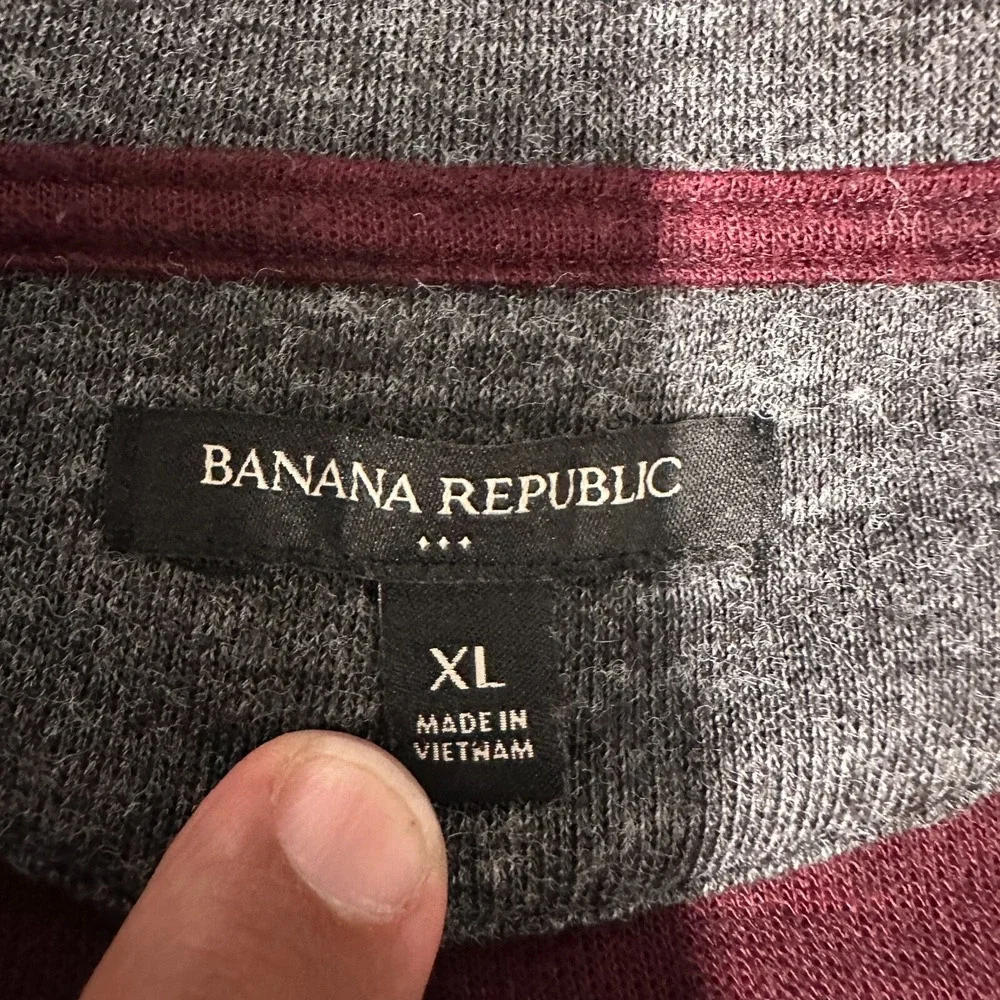Banana Republic Mens‎ Sweater XL Maroon 1/4 Zip Pullover Knitted Long Sleeve